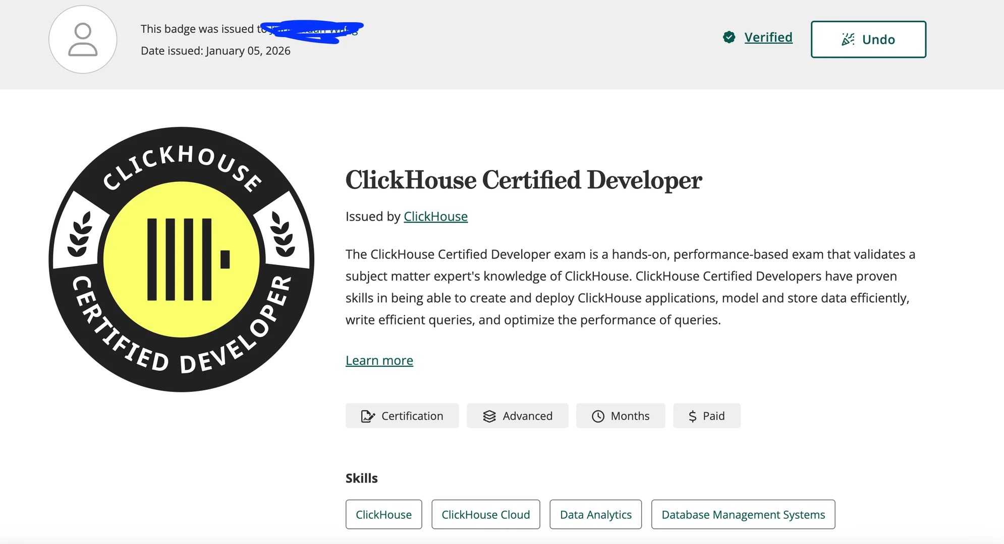 I’m Now a Certified ClickHouse Developer 🚀